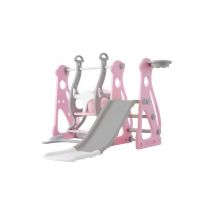 Toboggan pour enfants avec balançoire,4 en 1 toboggan pour enfants, toboggan, cages d'escalier, balançoire, cadre de basket-ball ,balançoire toboggan