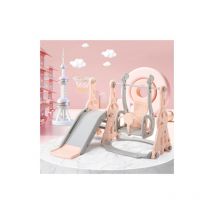 Toboggan pour enfants, toboggan pour enfants 4 en 1, balançoire avec support de basket - ball, escalade, balançoire intérieure et extérieure toboggan