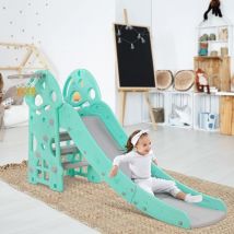 Toboggan pour Enfants,Toboggan Amusant avec Panier de Basketball,Toboggan Exterieur Interieur,Toboggan de Jardin,Jusqu'à 60