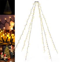 Toboli - Cadena de luces árbol de Navidad 192 luces led blanco cálido 6x2m guirnalda de luces navideña