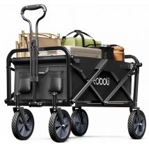 Toboli - Chariot de transport Enfant Noir Pliable 100 kg avec Roulettes 1020x505x1010 mm Poignée Télescopique Transport Outils Tout-terrain Plage