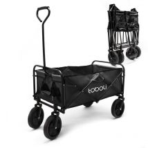 Chariot de transport Enfant Noir Pliable 100 kg avec Roulettes 1020x505x1010 mm Tout-terrain Transport Outils Plage Jardin Excursion Poussette Nature