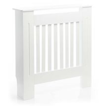 Copritermosifone in mdf bianco 78x19x82cm Copricalorifero a doghe - Toboli
