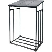 Toboli - Leñero de exterior hasta 1500 kg de 133 x 83 x 185 cm estante leña chimenea en acero con recubrimiento en polvo techo inclinado ideal para