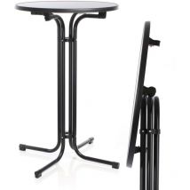 Toboli - Mesa bistro plegable negra redonda ø 70cm mesa de pie para interior/exterior 110cm de alto