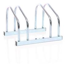 Râtelier pour 2 vélos, 375 x 320 x 270 mm, Support vélo en acier galvanisé, largeur de pneu 55 mm, Pied béquille de réparation montage garage