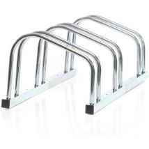 Toboli Râtelier pour 3 vélos, 705 x 320 x 260 mm, Support vélo en acier galvanisé, largeur de pneu 55 mm, Pied béquille de réparation montage garage