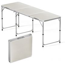 Wiltec Tavolo da campeggio pieghevole 180x60x70cm altezza 55/62/70cm portatile e multiuso
