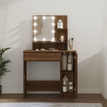 Bonnevie - Tocador con led Mesa de maquillaje Mesa consola tocador roble marrón 86,5x35x136 cm ASE35977