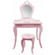 CHM - Tocador cosmético elza rosa para niñas + taburete y espejo