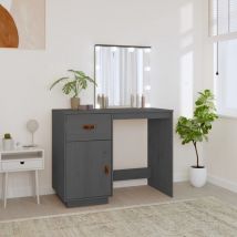 Tocador de Maquillaje,Mesa de maquillaje,Mesa consola tocador con led madera maciza de pino gris 95x50x133,5 cm ASE42585 Bonnevie