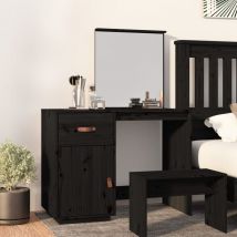 Tocador de Maquillaje,Mesa de maquillaje,Mesa consola tocador de madera maciza de pino negra 95x50x134 cm ASE55681 Bonnevie