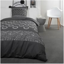Today Parure de lit Coton 1 personne - 140x200 cm - Imprimé Gris Gael