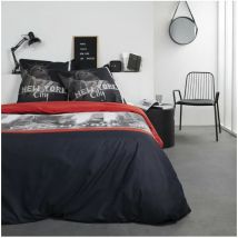 Today Parure de lit Coton 2 personnes - 220x240 cm - Imprimé Rouge Clem