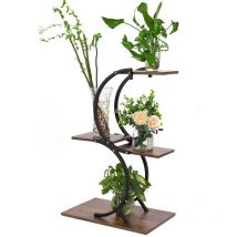 Todeco - Porte plante interieur 4 Niveaux, Support plantes en Métal, étagère plante interieur support pot de fleurs pour Salon Balcon Jardin Bureau