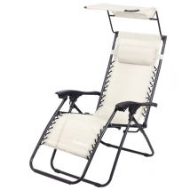 Todeco Liegestuhl klappbar mit Sonnenschutz, Sonnenstuhl mit abziehbare Kissen, Max Belastbarkeit 100kg, Strandliegestuhl leicht, Beige