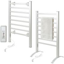 Todeco - Sèche-Serviettes Électrique Mural avec 8 Barres, 90x53x35.5cm, Minuterie Porte Serviettes et Éche-Serviettes Multifonctionnel