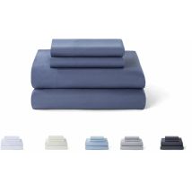 Set di lenzuola da 4 pezzi - 5003 - Lenzuolo con angoli - Sopra - Due federe da 50 x 80 cm. (Letto 105 x 190/200 cm, blu grigio) - Todocama