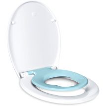 Abattant wc Familial, Lunette de Toilette avec Siège Enfant Magnétique, Frein de Chute et Charnière Réglable, Abattant wc en Polyéthylène pour