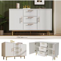 Cassettiera con 2 ante e 3 cassetti, cassettiera con anta bianca con cassetto, ripiano regolabile, per soggiorno, camera da letto,