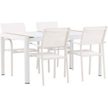Togo Gartenset Tisch 90x150cm weiß, 4 Stühle Santorini weiß.