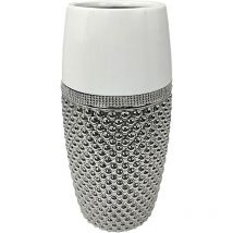 Vase en céramique blanc/argenté