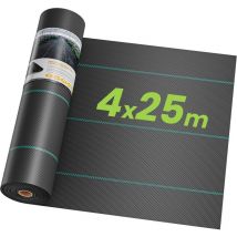Keepbuying - Toile de Paillage Couverture de Sol 4m x 25m, Contre Mauvaises Herbes de Jardin, Bâche Perméable Protection uv Haute Densité
