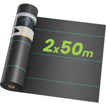 Keepbuying - Toile De Paillage Couverture De Sol 2m X 50m, Contre Mauvaises Herbes De Jardin, Bâche Perméable Protection Uv Haute Densité