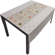 Nappe pvc Base Polyester Anti-taches Mosaïque Bleue 140X160 cm