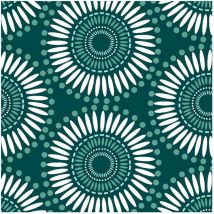 Toile cirée au mètre - Largeur 140 cm - Cercles graphiques bleu et blanc