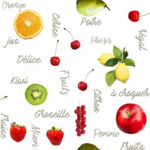 Toile cirée au mètre - Largeur 140 cm - Fruits sur fond blanc