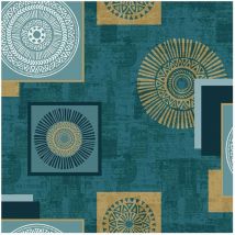 Toile cirée au mètre - Largeur 140 cm - Motifs graphiques bleu et or métallisé