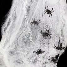 Toile d'araignée extensible pour Décorations d'Halloween - 20 fausses araignées incluses - Effrayante