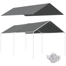 Outsunny - Toile de rechange carport auvent voiture dim. 6L x 3l m tendeurs élastiques inclus pe haute densité gris