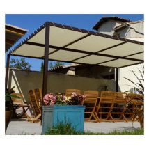 Toile d'ombrage pergola 5x4m imperméable avec œillets à poser sur une structure Couleur: Crème