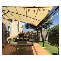 Toile d'ombrage pergola 6x4m imperméable avec œillets à poser sur une structure Couleur: Crème