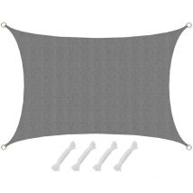 Amanka - Toile d'ombrage uv 3x2 m hdpe Protection solaire rectangulaire Gris