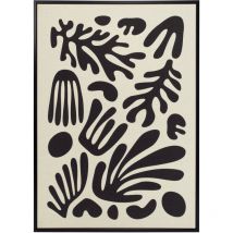 Toile en lin encadré avec des impressions abstraites en 3D de couleur noire 72x52cm