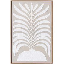 Hispanohogar - Toile en lin encadré avec des impressions en 3D de couleur blanc 72x52cm