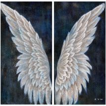 Herdasa - Toile en lin à l'huile, Ailes brillantes, 120x120x3 cm