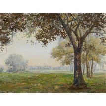 Herdasa - Toile en lin à l'huile, Parc à Paris, 70x100x3 cm