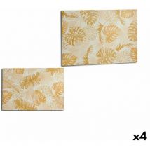 Gift Decor Canvas Leaf de plant Gold 120 x 80 x 2,5 cm (4 pièces)