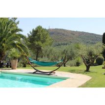 Toile Hamac Bleu Petrole 100% Coton Avec Barre D'Ecartement