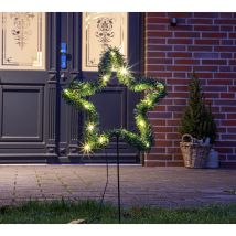 Étoile LED avec piquet de terre - 35 cm - avec sapin artificiel