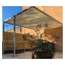 Direct Filet - Toile d'ombrage pergola 5x3 m perméable avec œillets à poser sur une structure Couleur: Crème