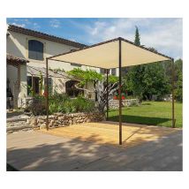 Toile d'ombrage pergola 5x4 m perméable avec œillets à poser sur une structure Couleur: Crème
