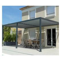 Toile d'ombrage pergola 5x4 m perméable avec œillets à poser sur une structure Couleur: Gris Métal