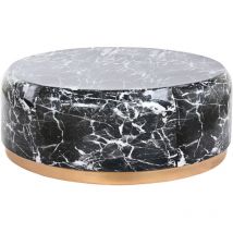 Table Café Fer 120X120X46,5 Imitation Marbre Noir