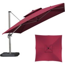 Sjlerst - Toile remplacement parasol romain 3x3m bordeaux polyester anti-UV jardin