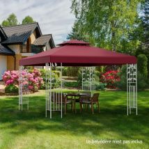Toile Supérieure 3m x 3m pour Tonnelle à 2 Niveaux Toile de Gazebo Boucles en Aluminium en Polyester Vin Rouge CW4676 Maison Chic